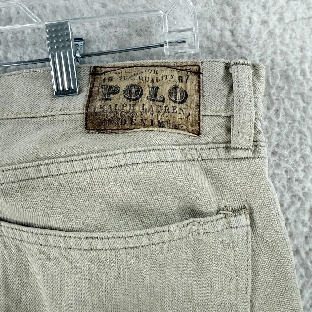 Polo Ralph Lauren Jeans Men Size 34x30‎ Beige Denim Slim Straight Casual Vintage